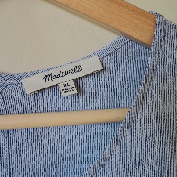 Madewell Button Back Striped Tee Blue White - Picture 5 of 6